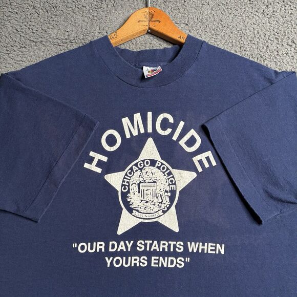 Fruit of the Loom Other - Vintage 90s Chicago Police Homicide T Shirt Mens Large Single Stitch USA Made